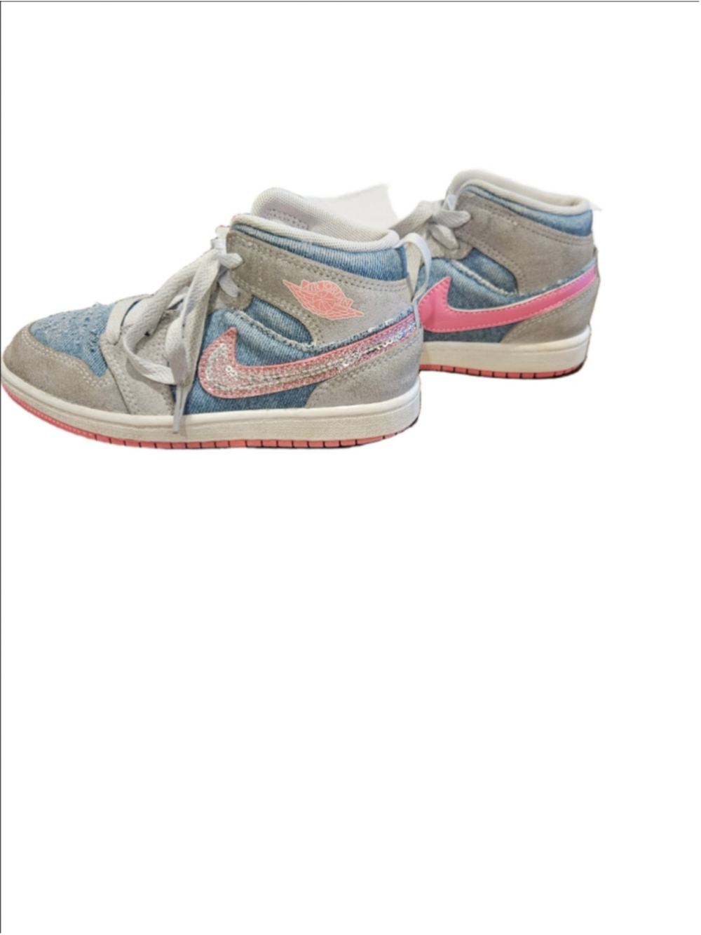 Girls Air Jordan Sneakers Size 13 Little Girl Blue and Pink Denim